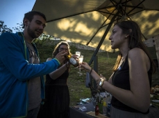 "the inner outside (bivouacs)" - toasting with birra dolomiti (dolomiti beer), biasotto wine, and nonino grappa (grape spirit) photo by giacomo de donà